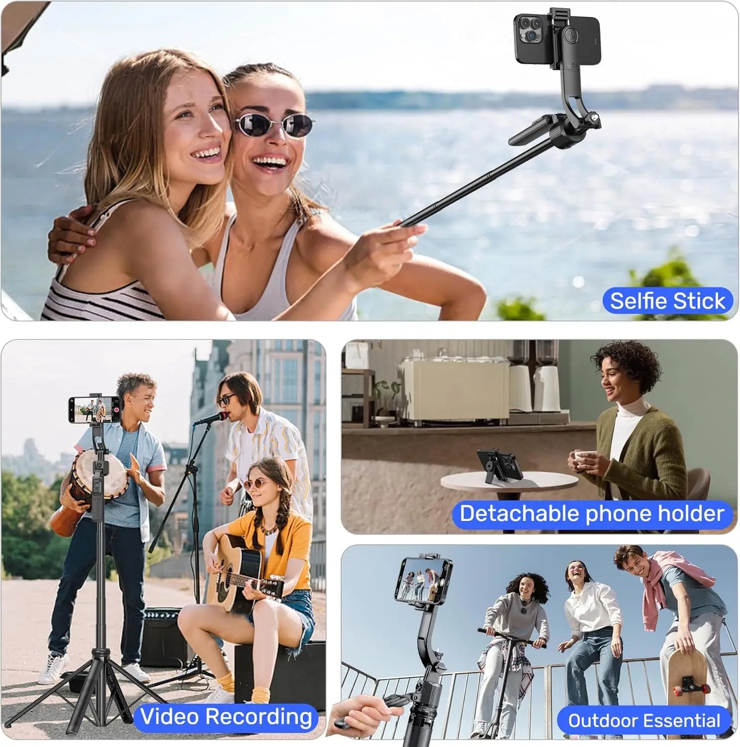 Remote Control AI Face Tracking Selfie Stick Tripod with Light for iPhone and Android