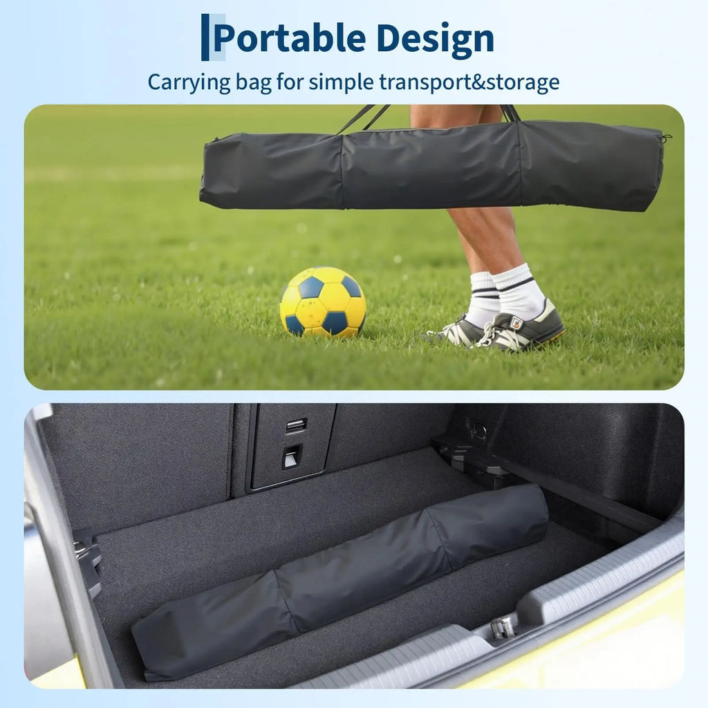 12x6ft Portable Soccer Goal Heavy Duty Metal Frame Foldable Backyard Soccer Net Fiberglass Support Training Equipment With Bag