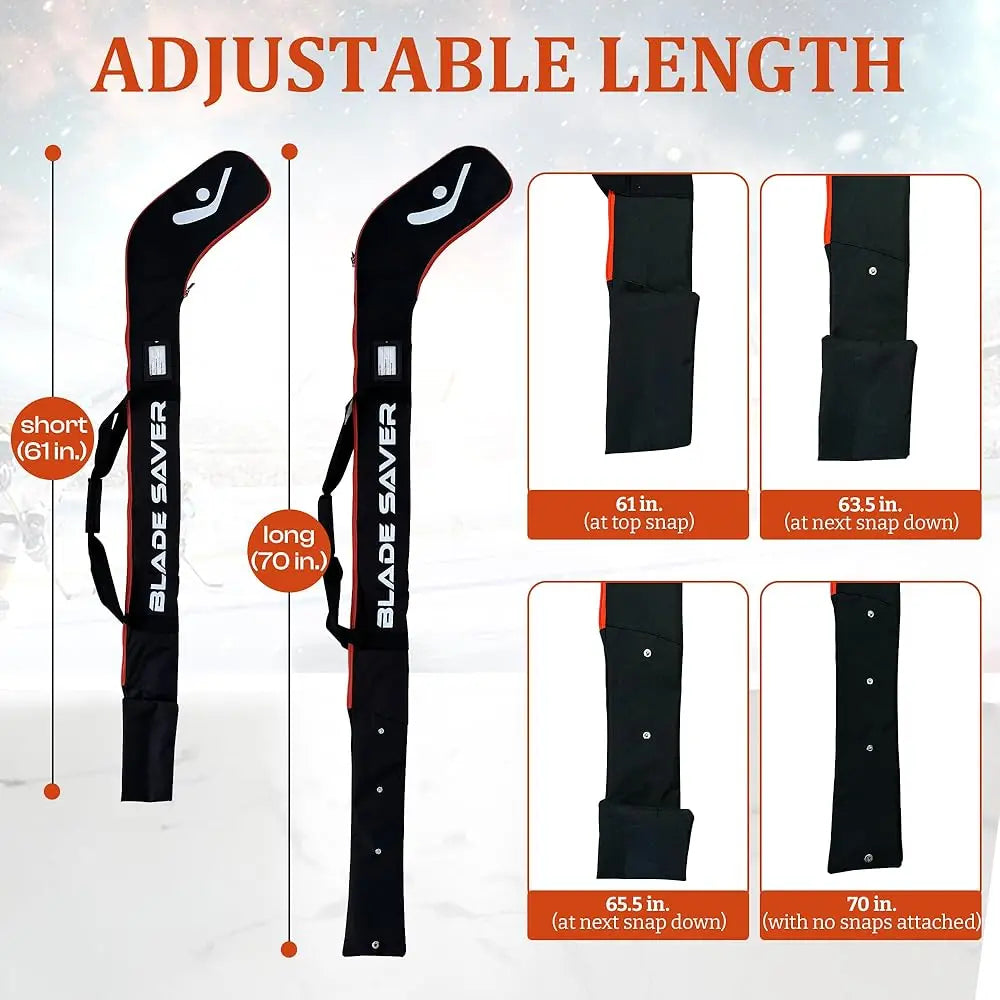 Ice Hockey Stick Bag for Travel - Premium Padded Adjustable Hockey Stick Travel Bag with Durable Zippers and Snaps