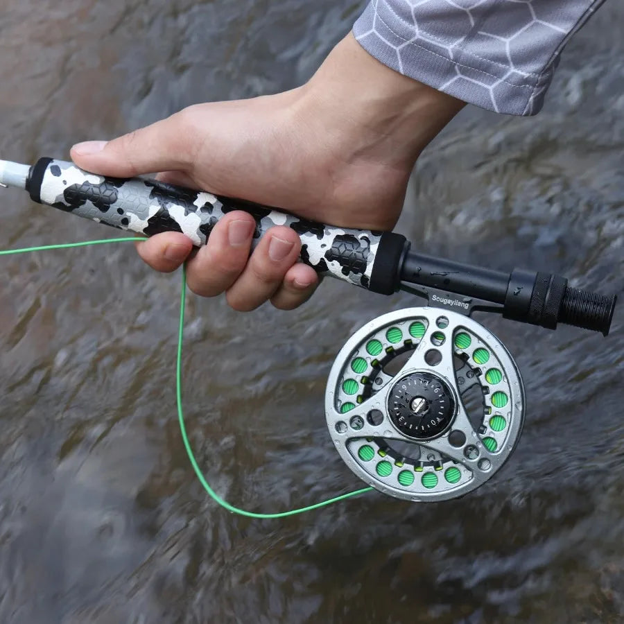 Standard Fly Fishing Combo Starter Kit 5 6 Weight 9' Fly Rod with SuperPolymer Handle for Freshwater and Saltwater