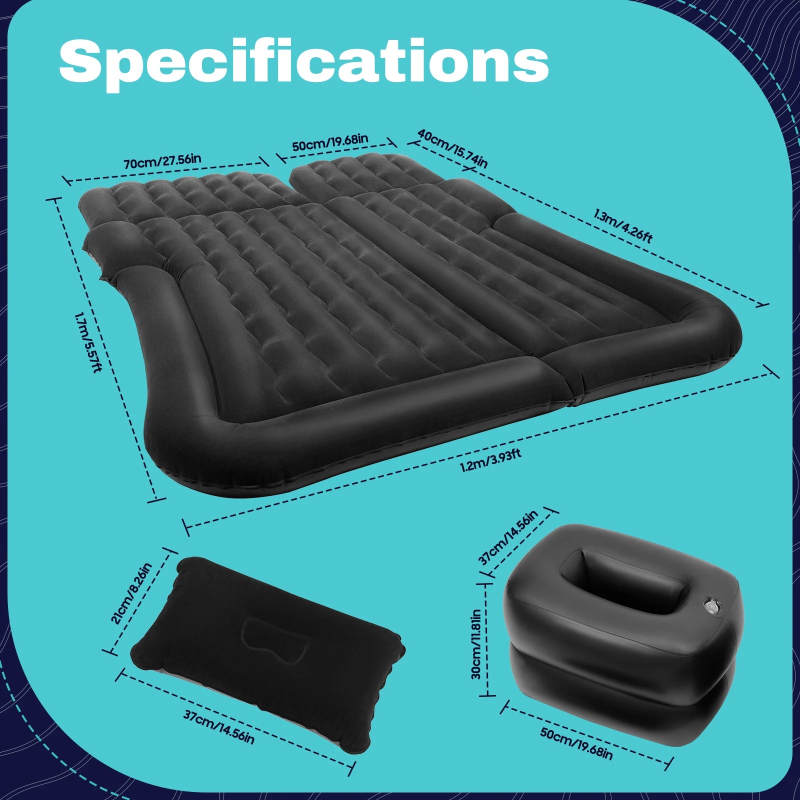 Universal Foldable Portable Inflatable Mattress Set w/Pump+Pillow