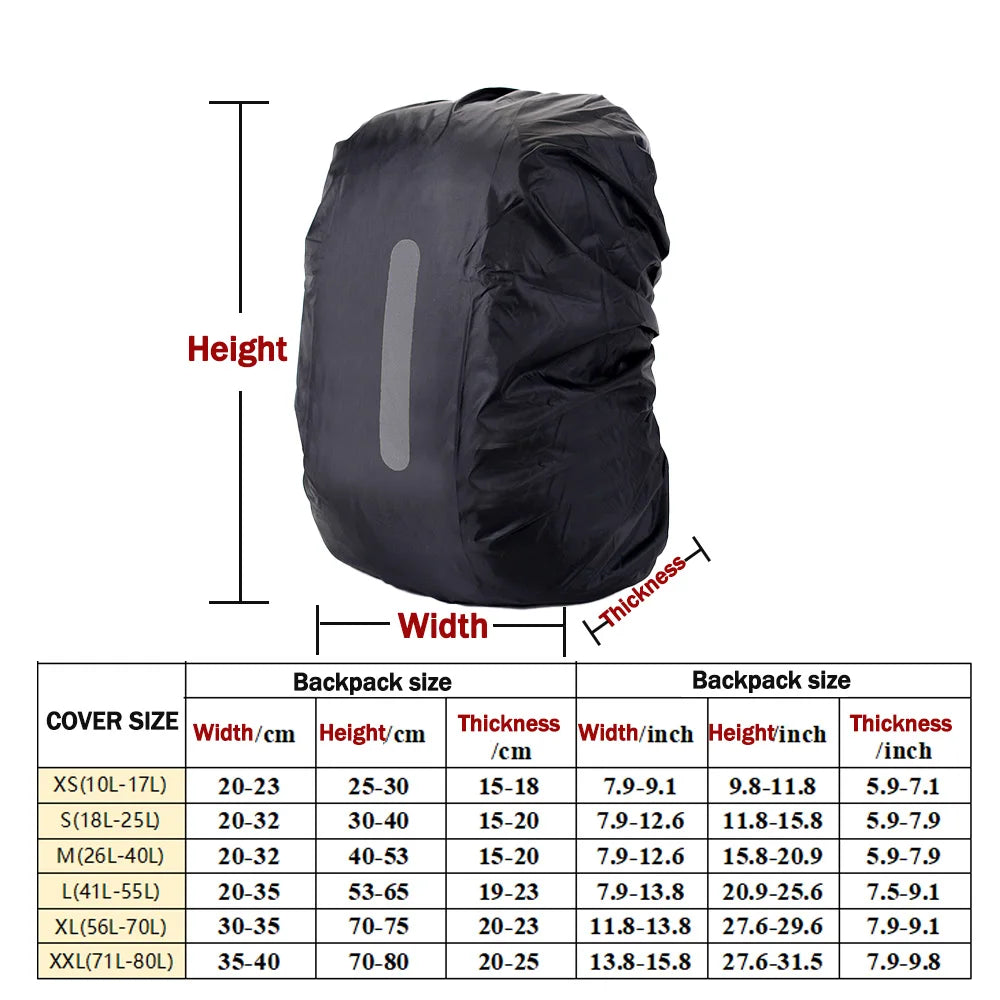 Waterproof Backpack Cover with Reflective Strips
