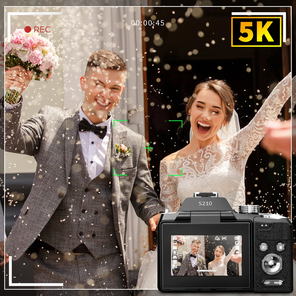 4K&64MP Digital Camera with 16X Optical Zoom, WiFi & App Control and Auto Focus