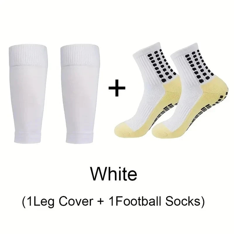 1 Set Men's Grip Soccer Socks and Leg Covers