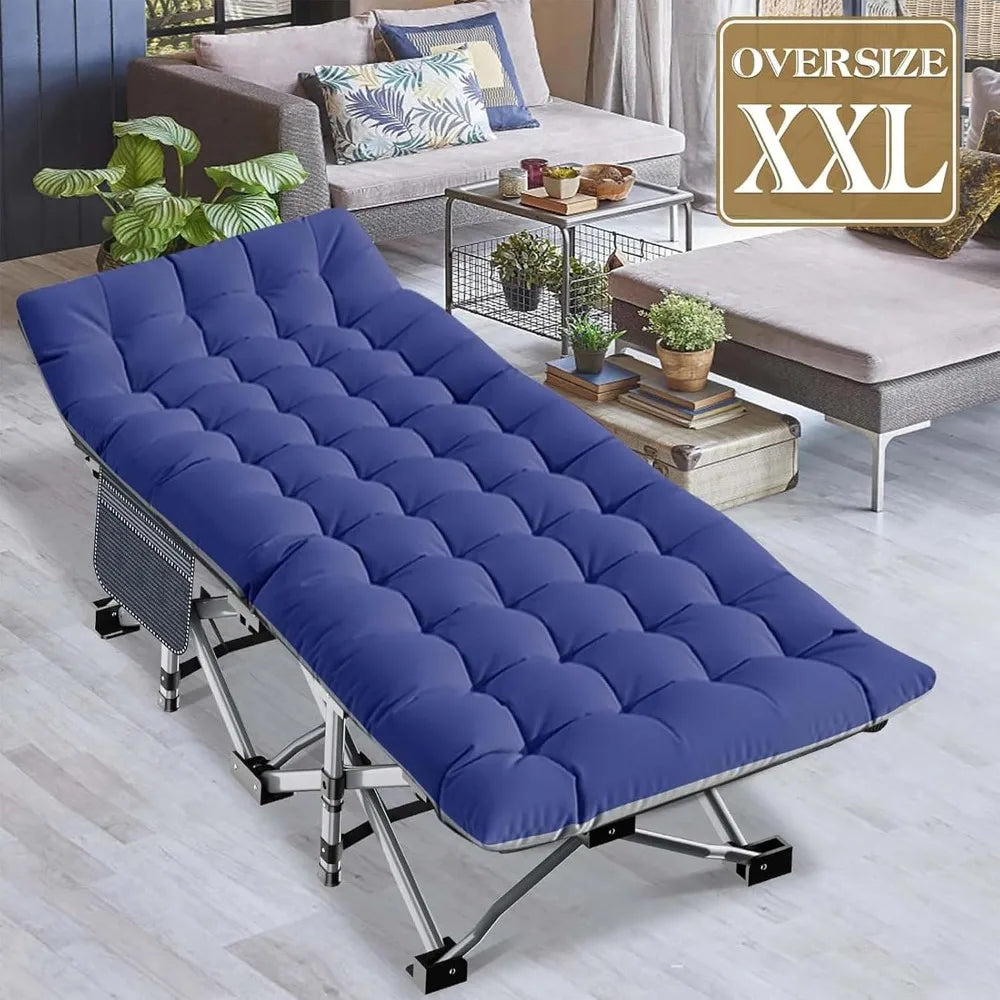 Oversized XXL Folding Camping Cot with Mattress, Heavy Duty Sleeping Cot Bed for Adults, Portable with Carry Bag