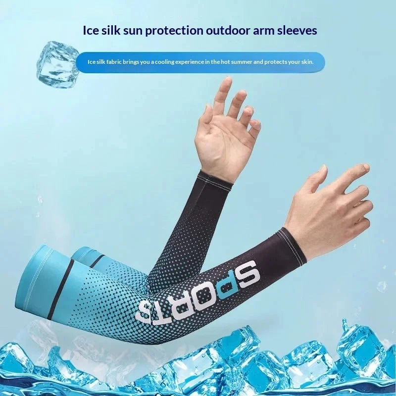 1/2pairs Summer Fashio Sunscreen Ice Silk Sleeve UV Sun Protection Cooling Anti-Slip Arm Sleeves Men Women Outdoor Sport Cycling from China