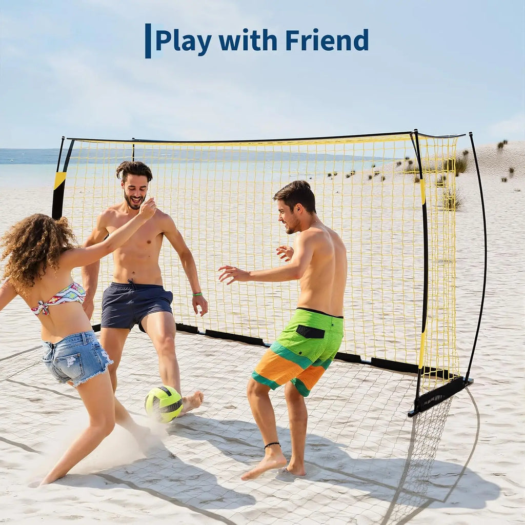 Portable Soccer Net with Sturdy Metal Base 12x6 FT Soccer Goal for Backyard