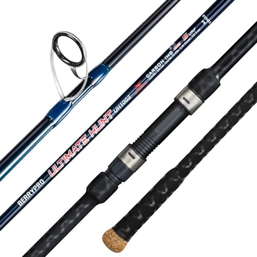 Full Carbon Surf Spinning Rod for Saltwater Fishing in Black/Blue 9ft-12ft Lightweight
