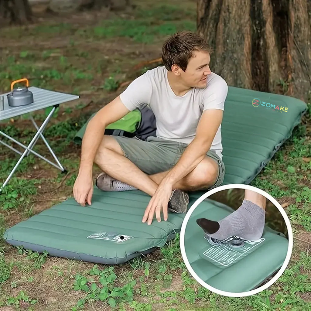 Ultra-Light Sleeping Mat 4" Thick Self-Inflating for Camping