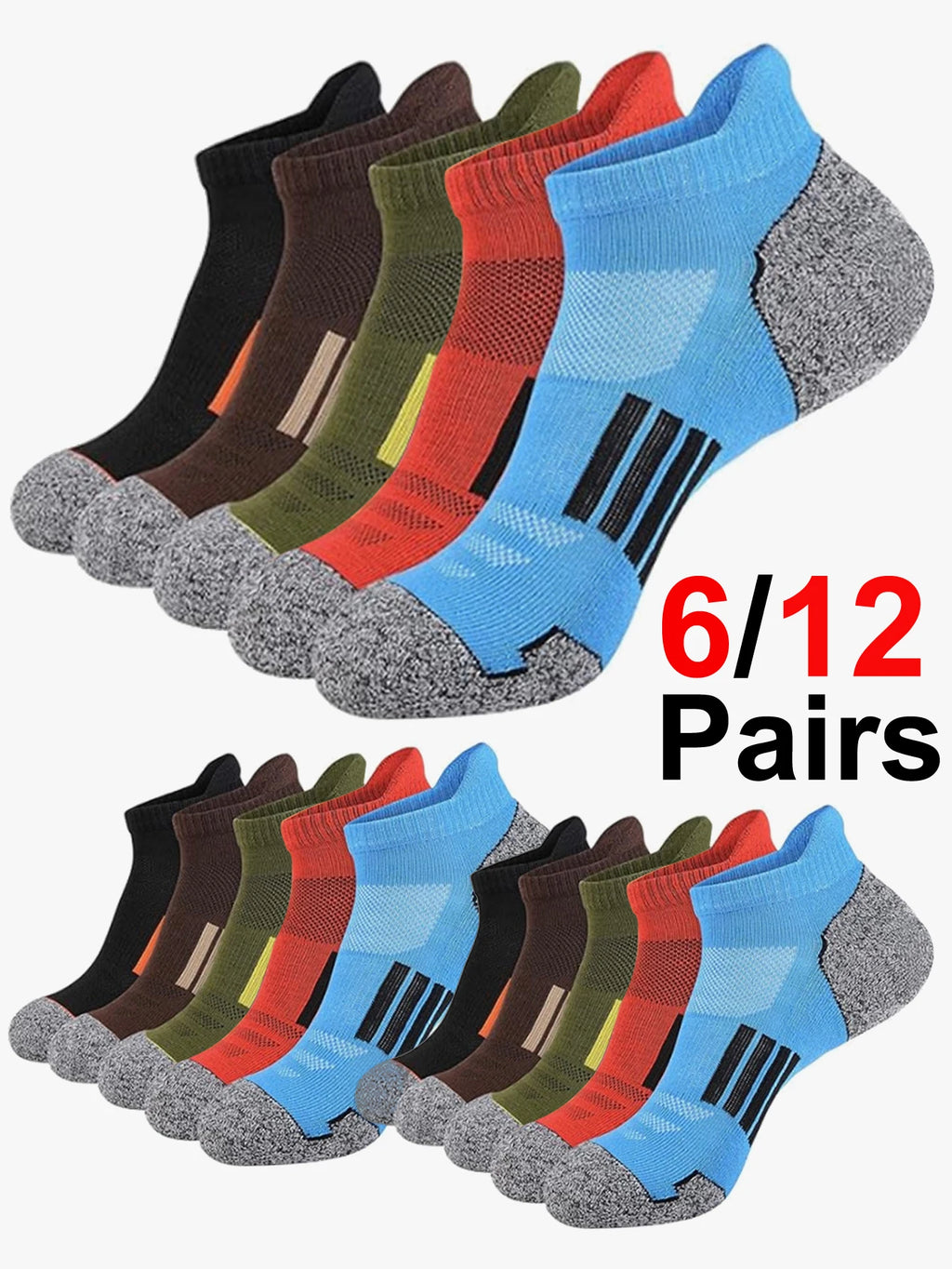 6/12 Pairs Mesh Sweat Absorbing and Breathable Thin Men's Sports Socks Casual Comfortable Non Slip Wear-resistant Men's Socks from China