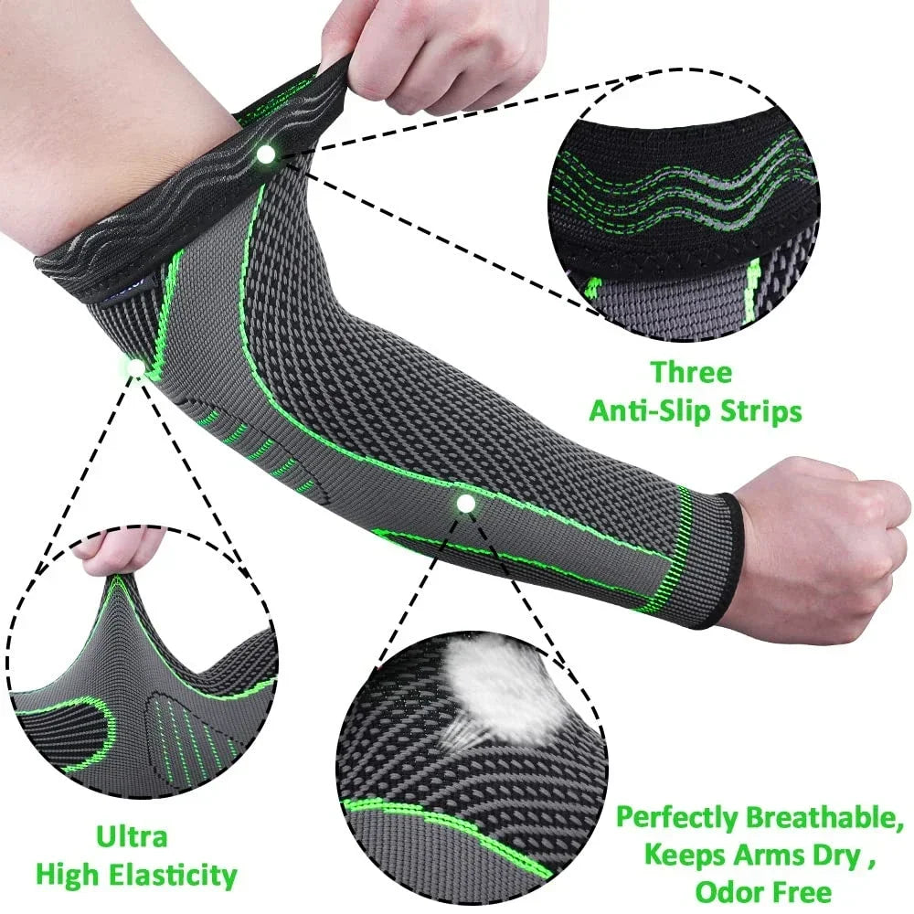 1PCS Sports Arm Compression Sleeve Anti-Slip Elbow Support Men Women Cycling Basketball Football Volleyball Baseball Tennis Golf from China