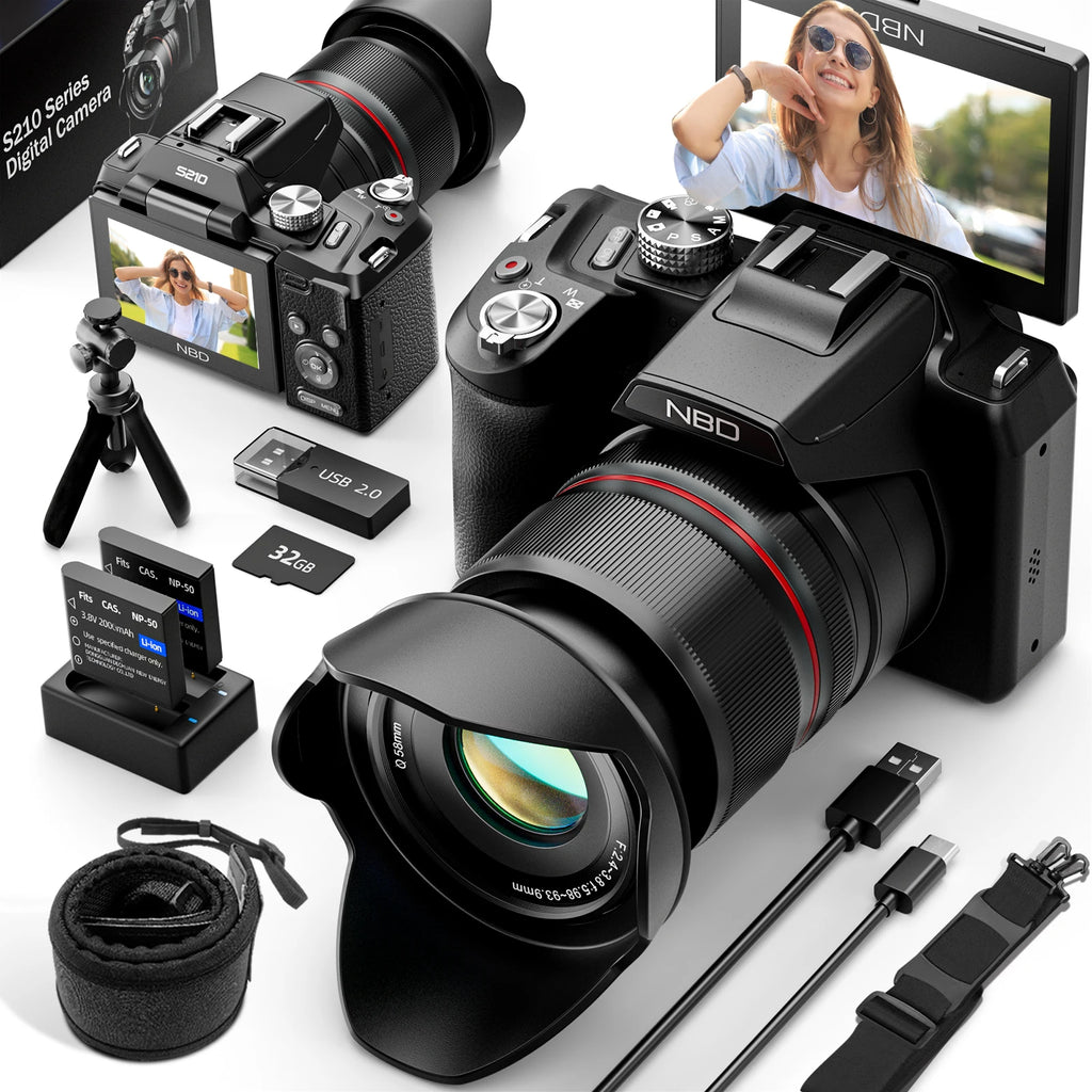 4K&64MP Digital Camera with 16X Optical Zoom, WiFi & App Control and Auto Focus