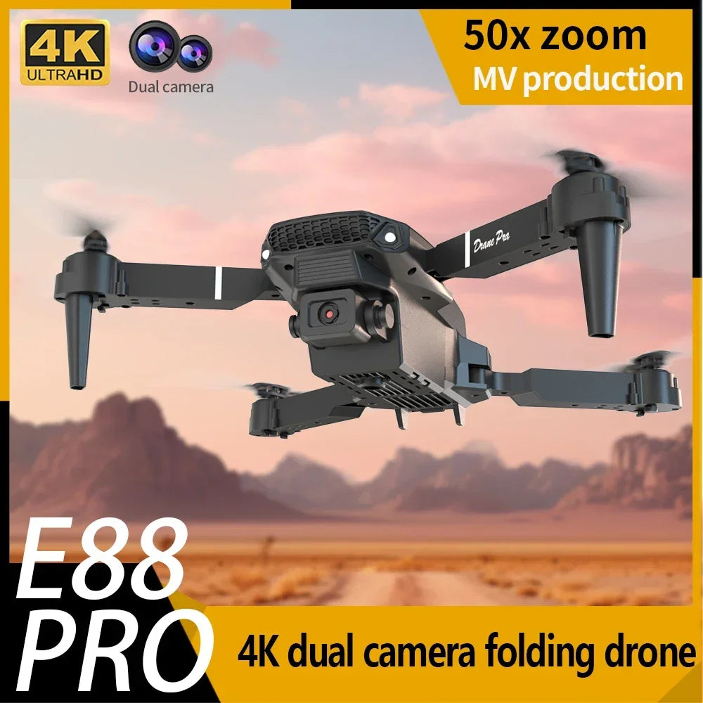 Professional mini remote control drone E88 4K HD aerial camera WiFi FPV foldable quadcopter RC helicopter Children's toy Gift from China