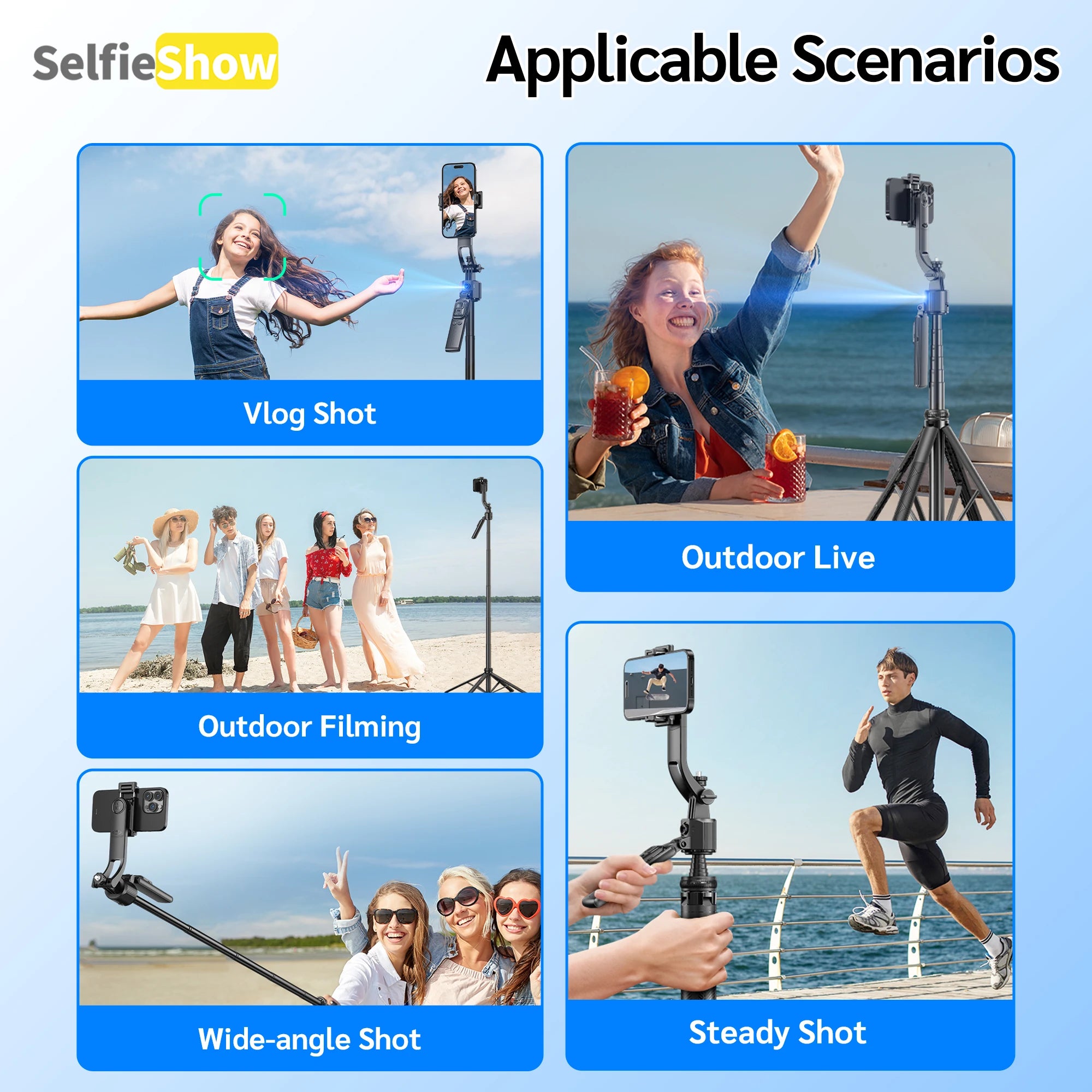 Tripod with 360°Auto-Rotation, AI Tracking, Remote Control, Bluetooth, Stabilizer Optional Fill Light