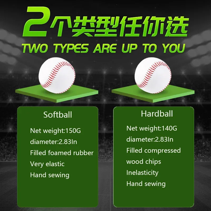 1PC Baseball No. 9 Softball Hardball Softball Craft Ball Sports Products White Safe Kids Men's Baseball Training Standard