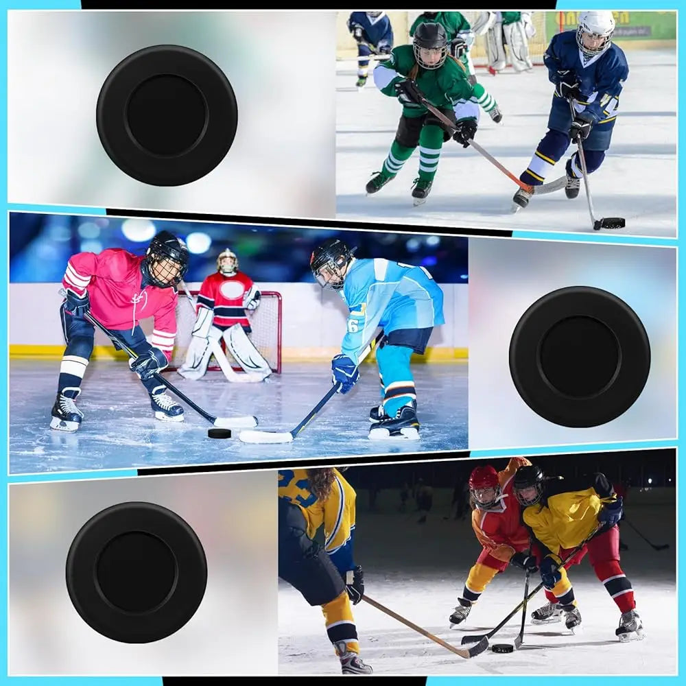 12/24 Pcs Assorted Ice Hockey Pucks Diameter 3\ Thickness 1\ Lightweight Hard Hollow Plastic Pucks for Practicing and Traini