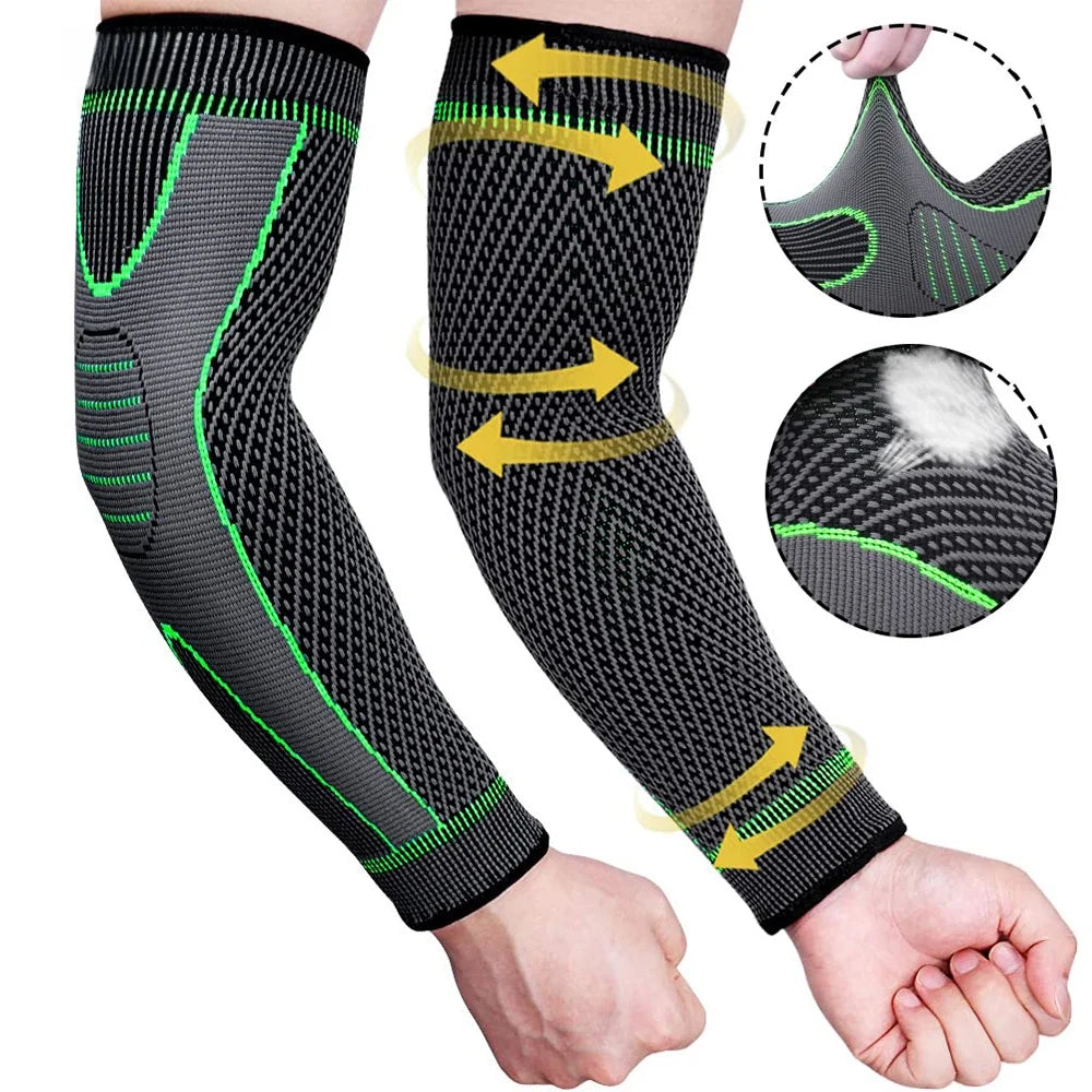 Sports Arm Compression Sleeves Anti-Slip Elbow Support Youth Adult Cycling Basketball Football Volleyball Baseball Tennis Golf from China