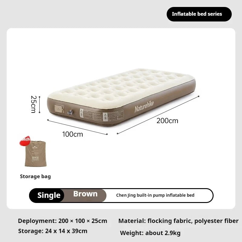 Camping Mattress 1 Person Air Bed with Built-in Pump