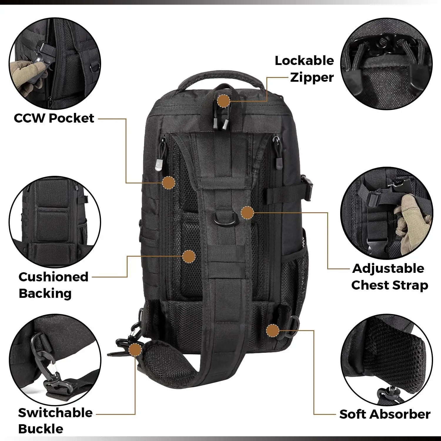 Military Shoulder Bag with Sling for Concealed Carry