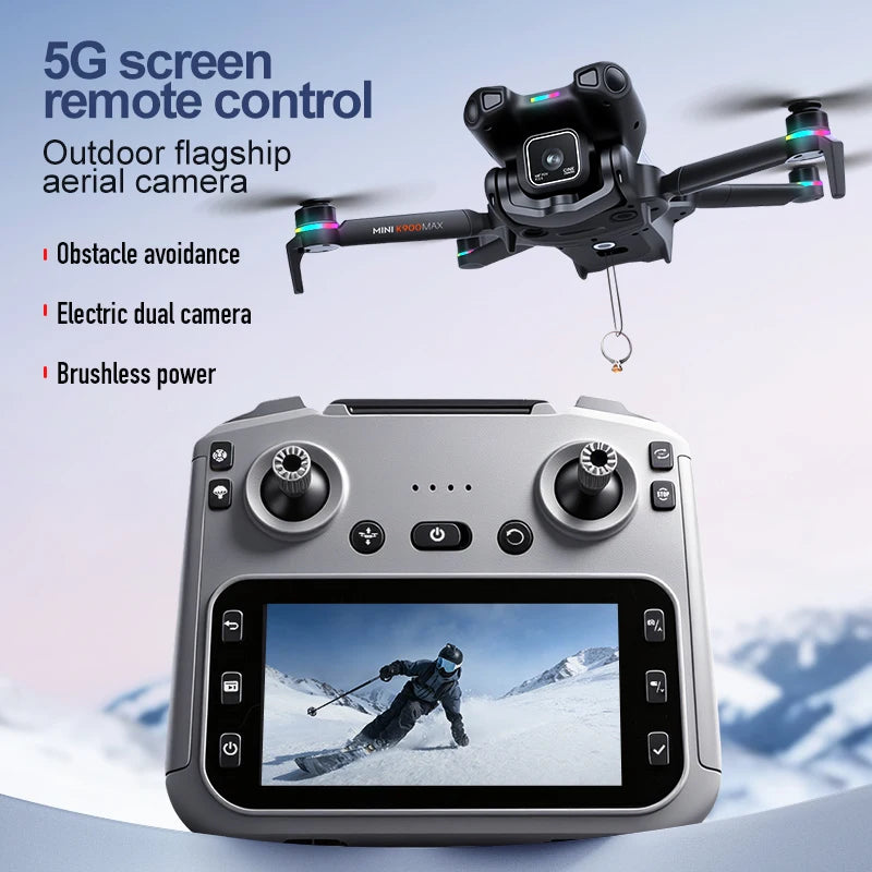 K900 Foldable RC Drone,4.5"Screen Remote,AirDrop,4-Way Obstacle Avoid,2K FPV, Optical Flow Positioning, Birthday Holiday Gift Toy from China