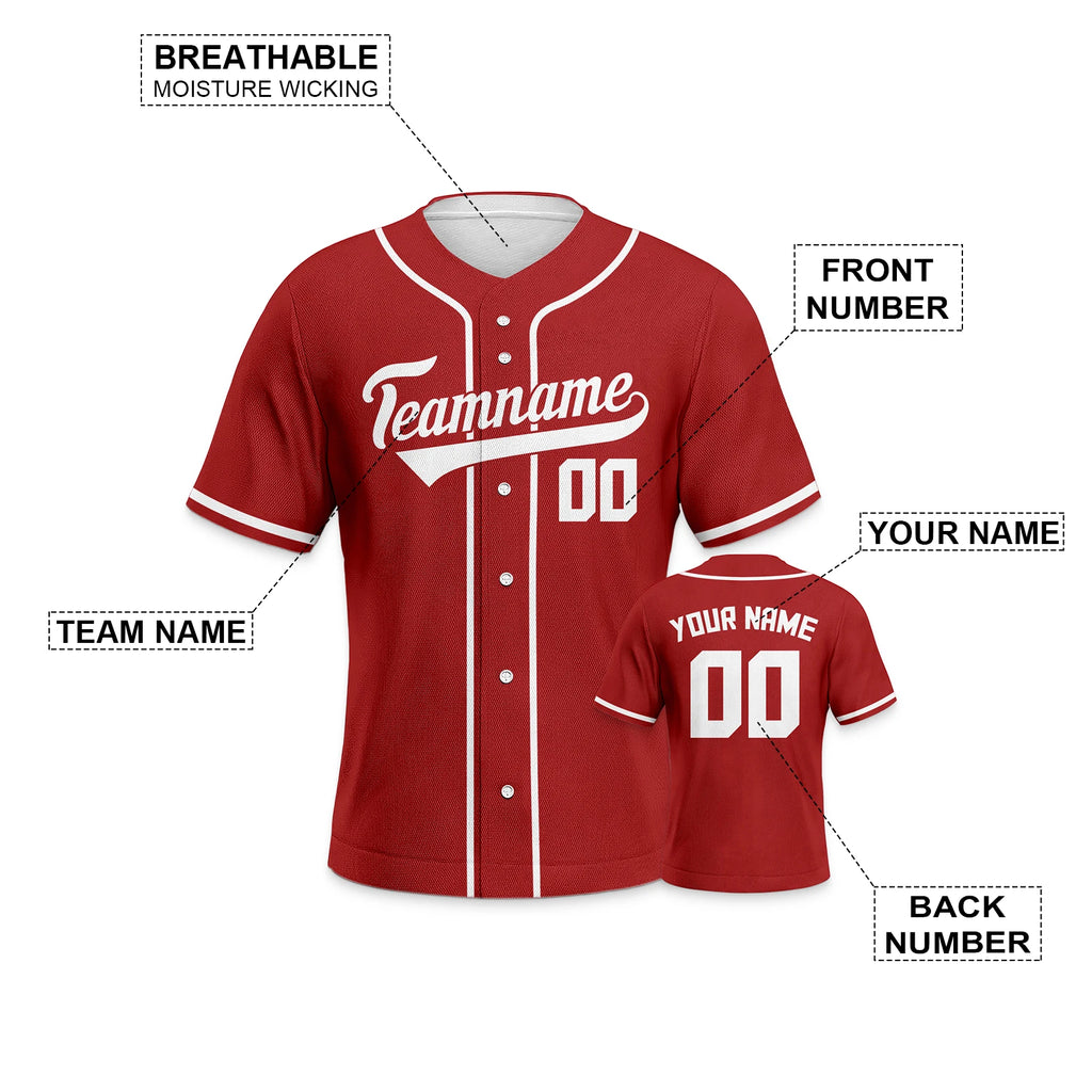 Custom Baseball Jersey for Youth Plain Personalized Baseball Uniform with Printed Team Name, Your Name and Number
