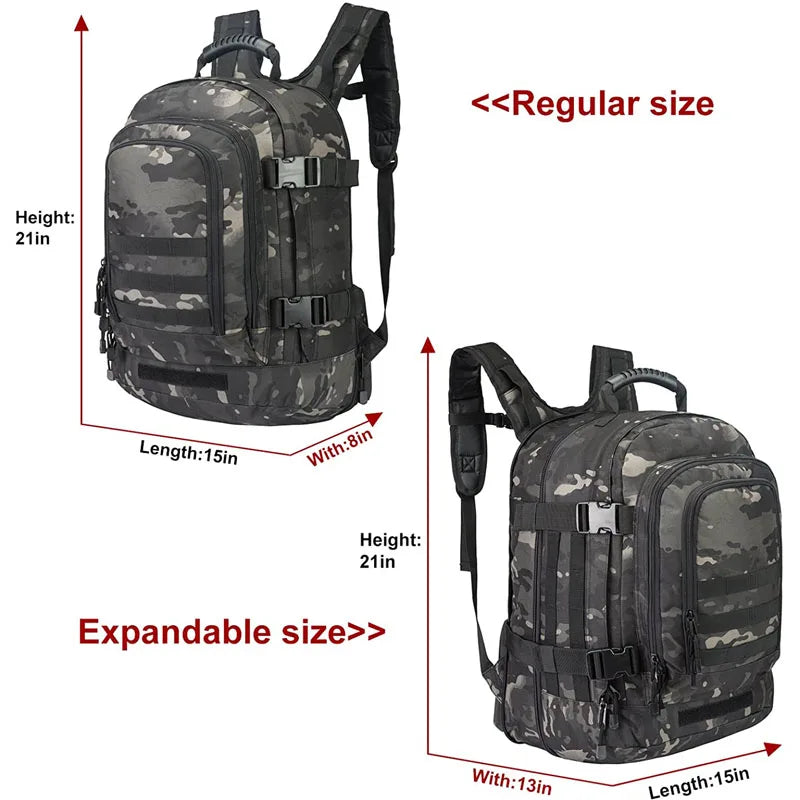 Extra Large 60L  Water Resistant Sturdy Outdoor Camo Travel Laptop Military Tactical Backpack For Men Women