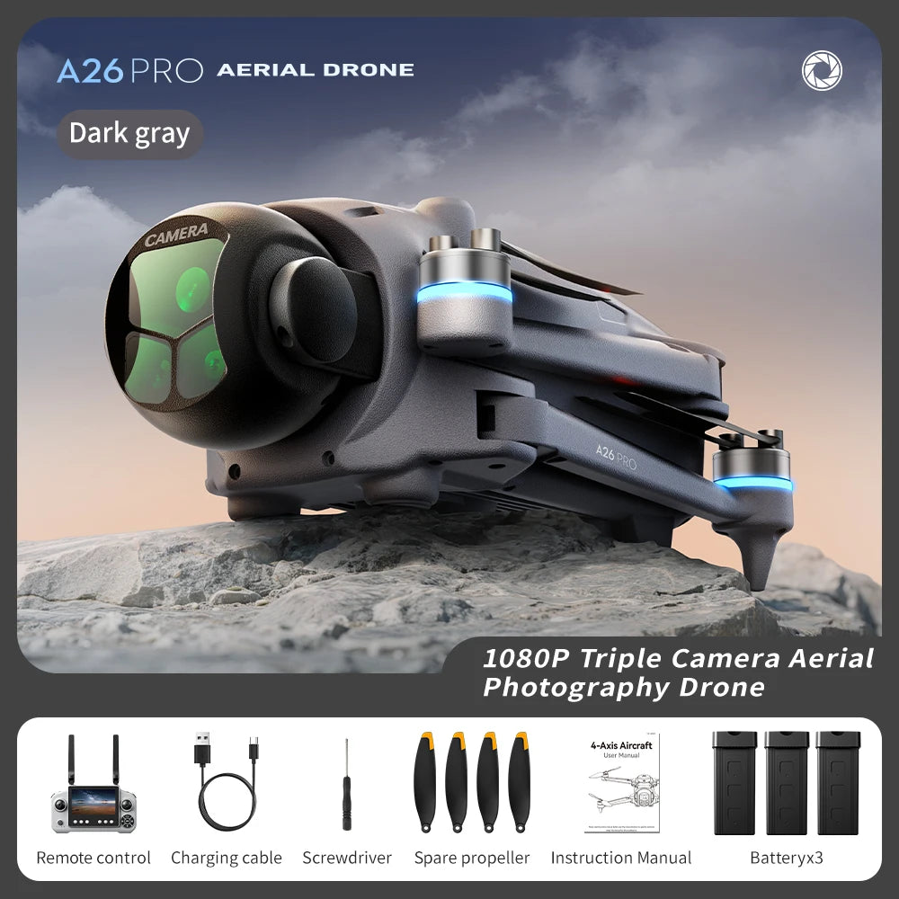 Lenovo A26 Pro Drone 4K HD 8k Triple Camera FPV Brushless Motor Obstacle Avoidance Foldable RC Quadcopter Professional Aerial from China