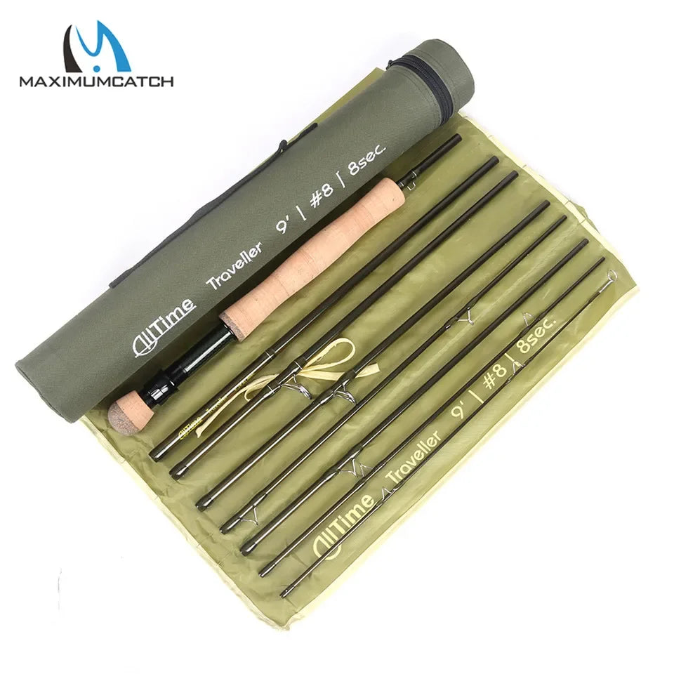 MAXIMUMCATCH 9ft 5-8WT 8-Piece AllTime Travel Fly Rod Ultra-Compact 30T Carbon Fiber MOD Fast Action Freshwater Fly Fishing Rod from China