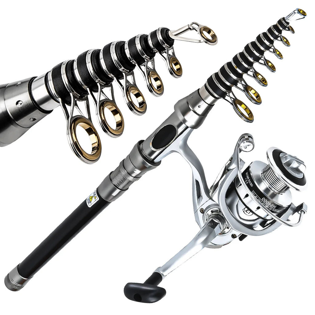 Telescopic Fishing gear rod and reel set