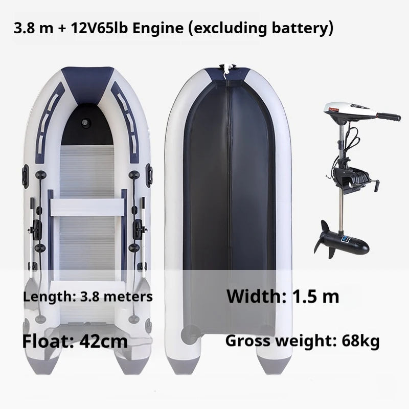 5–6 Person Inflatable Assault Boat 3.8m PVC Fishing Raft with Aluminum Floor with/without Motor