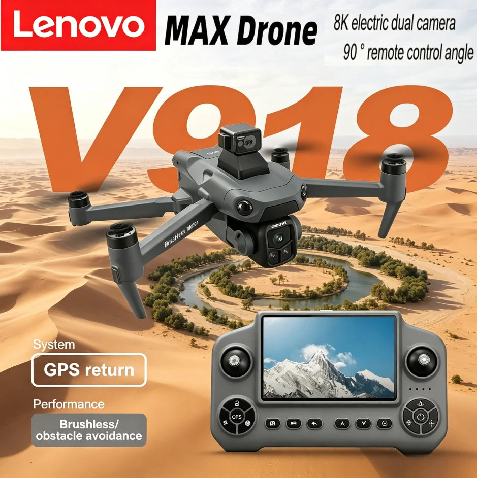 Lenovo V918 Max GPS Drone 4K 8K Professional HD Camera Photography Brushless Foldable Quadcopter Laser Obstacle Avoidance Dron from China