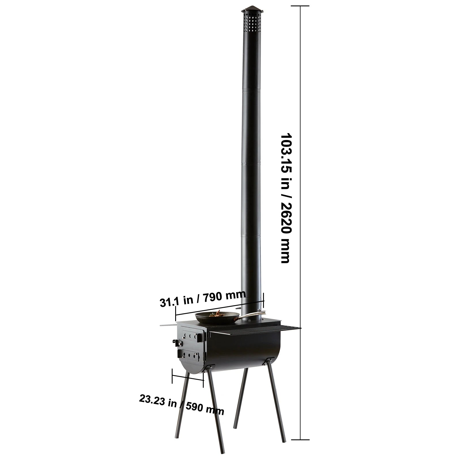SucceBuy 118in Wood Stove Alloy Steel Camping Tent Portable Wood Burning Stove with Chimney Pipes & Gloves Hot Stove for Outdoor
