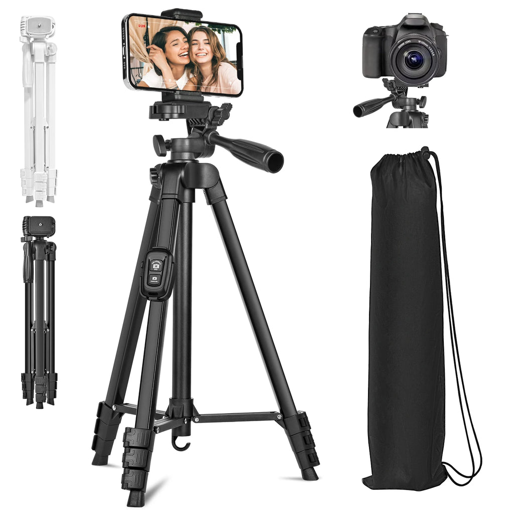 60 Inch/152cm Camera Tripod with Travel Bag, Mobile Phone Tripod with Remote Control, Professional Aluminum Alloy Portable Stand from China