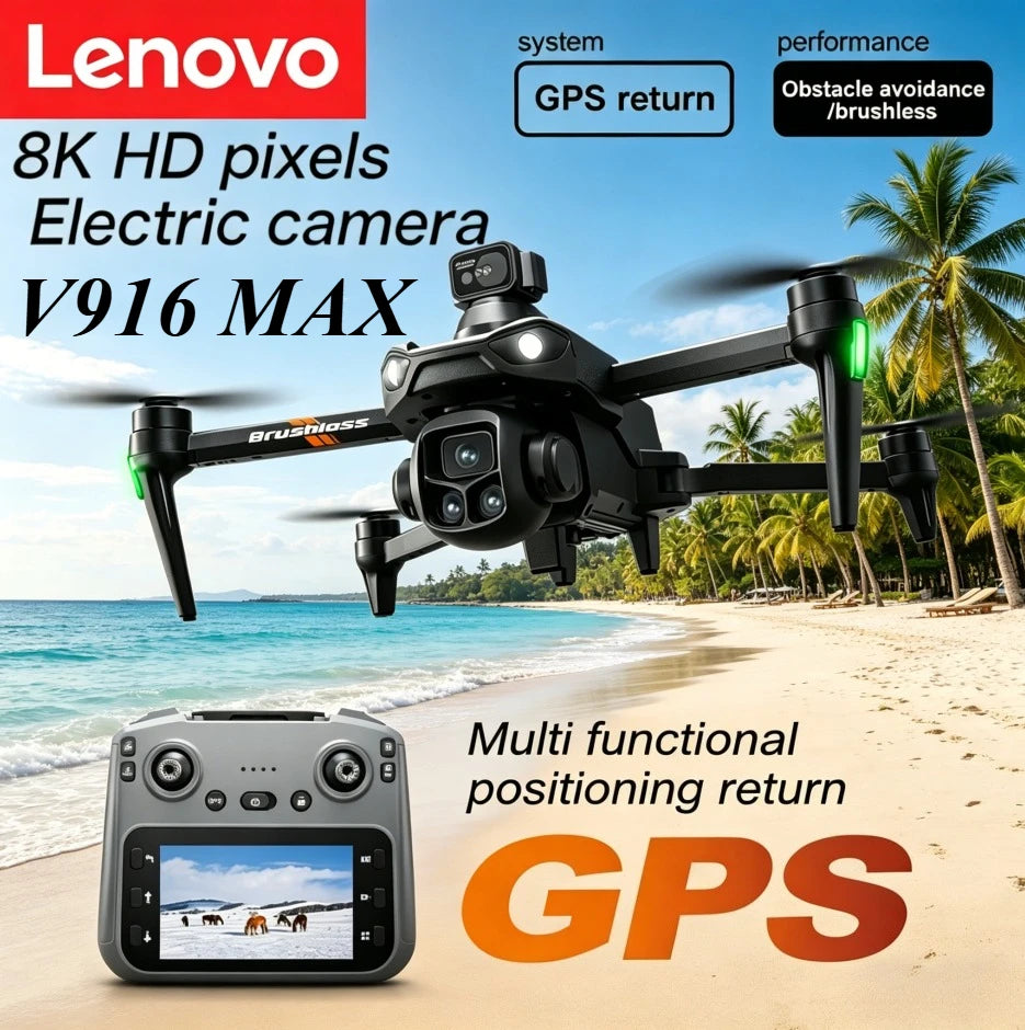 Lenovo V916MAX GPS 8K HD 4K Return Drone 5G Dual Camera Dron Remote With Screen Laser Obstacle Avoidance Drone RC Toys Gifts FPV from China