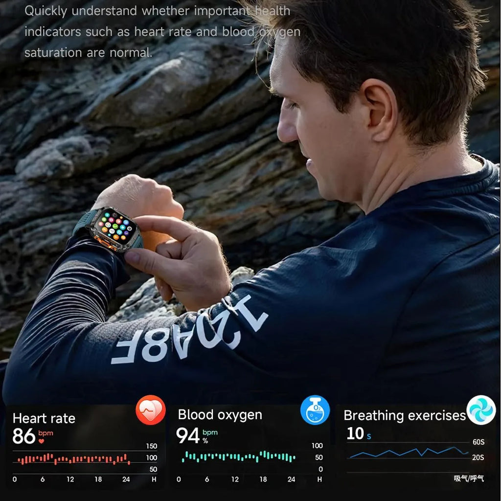 Military Tactical Smart Watch with Built-in GPS for iPhone/Android