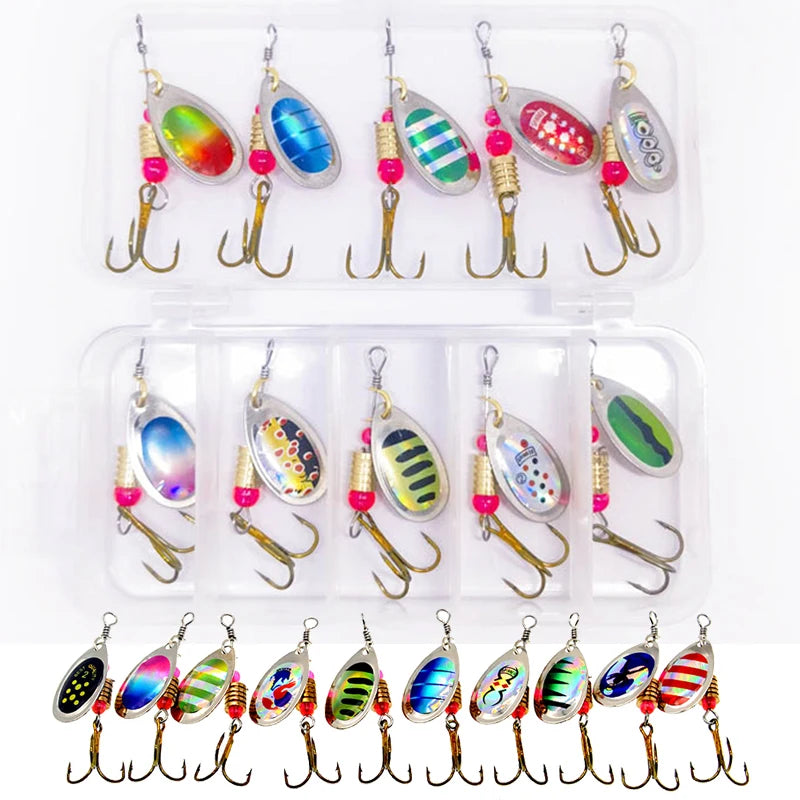 Metal Spinner Spoon Lure Kit with High-Strength Hooks