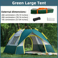 Automatic Pop-Up Tent for Four People Featuring UV Protection, Insect Netting, And a Sunshade - a Roomy Dark Green Camping Tent Equipped with a Zipper, Robust Support Pole, Ideal for Beach Outings, Parks, And Outdoor Adventur