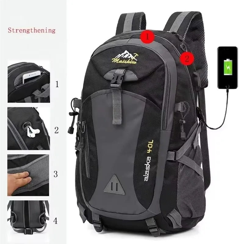 Anti-theft Mountaineering Waterproof Backpack Men Riding Sport Bags Outdoor Camping Travel Backpacks Climbing Hiking Bag For Men from China