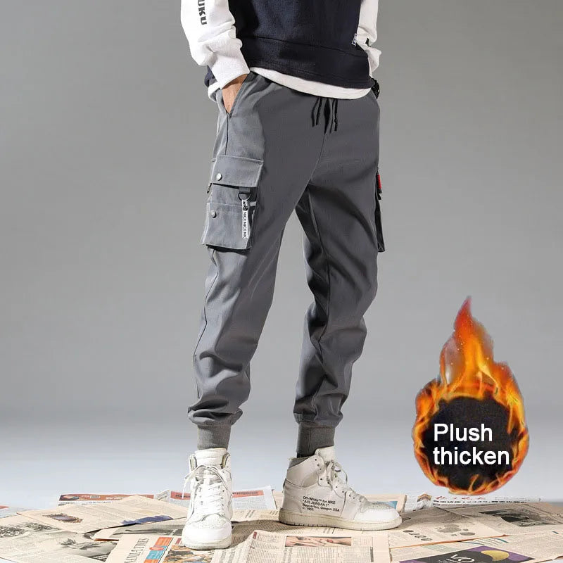 2024 New Trendy Solid Color Pants, Multi Flap Pocket Men's Cargo Pants, Loose Casual Outdoor Pants, Men's Work Pants oversized from China