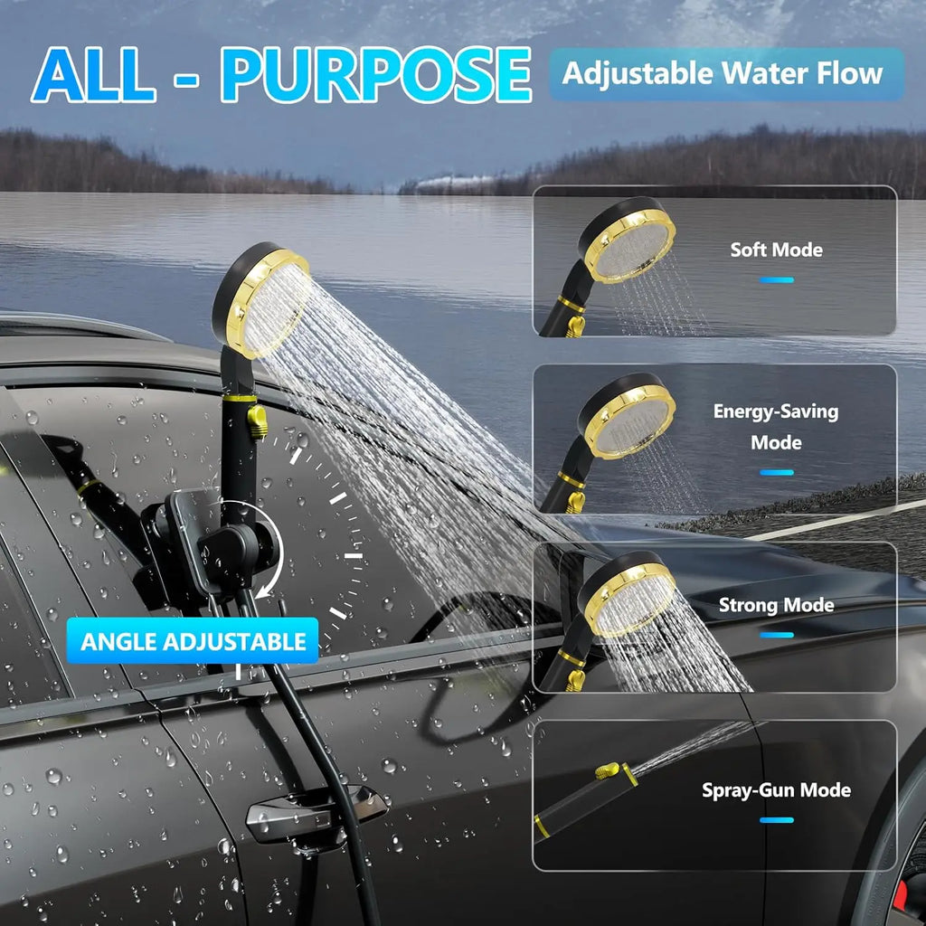 Portable Rechargeable Camping Shower with Immersion Heater & LED Display