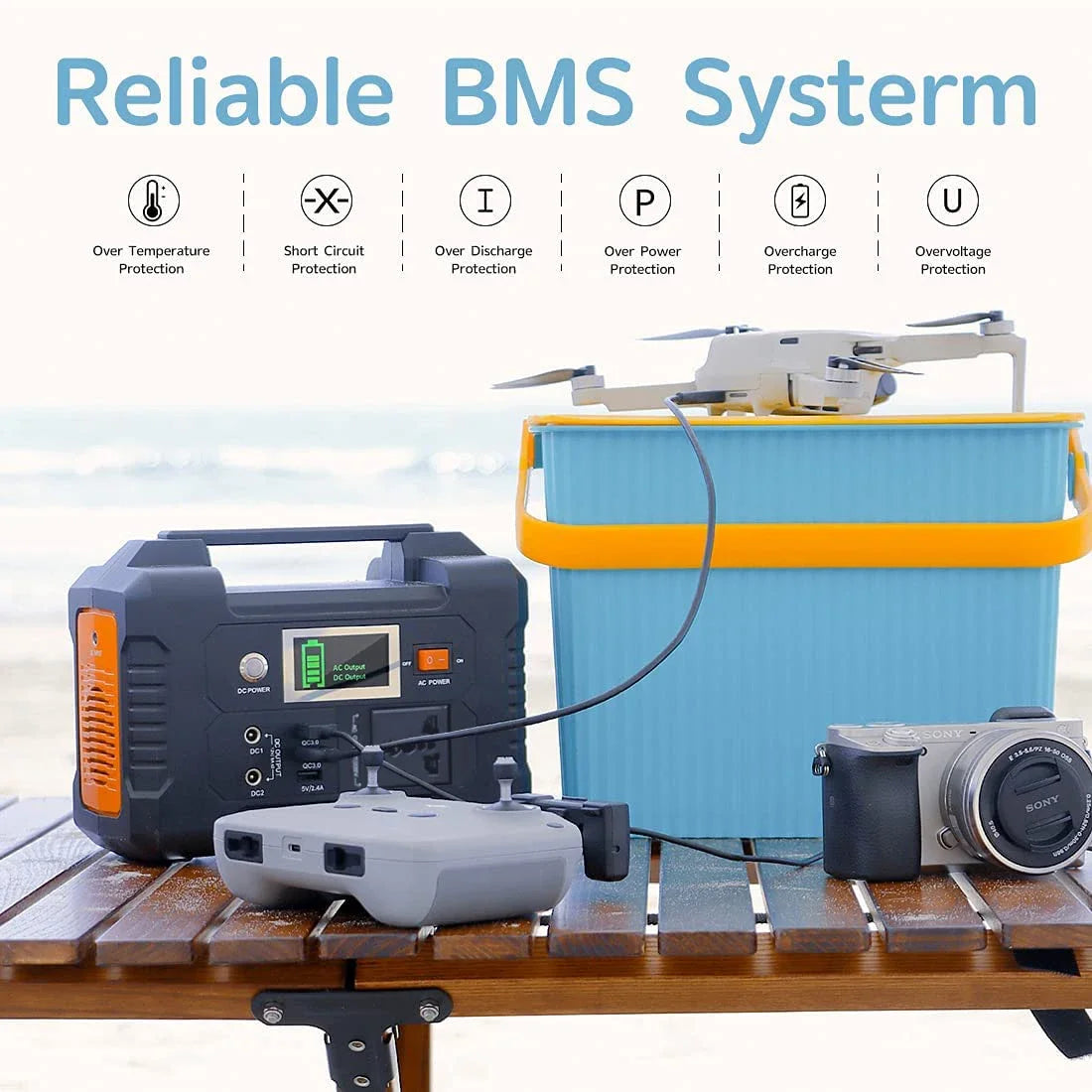 200W Portable Power Station 151Wh Solar Generator AC110V 100-240V DC Output Large-Capacity Backup Power for Home Camping Outdoor