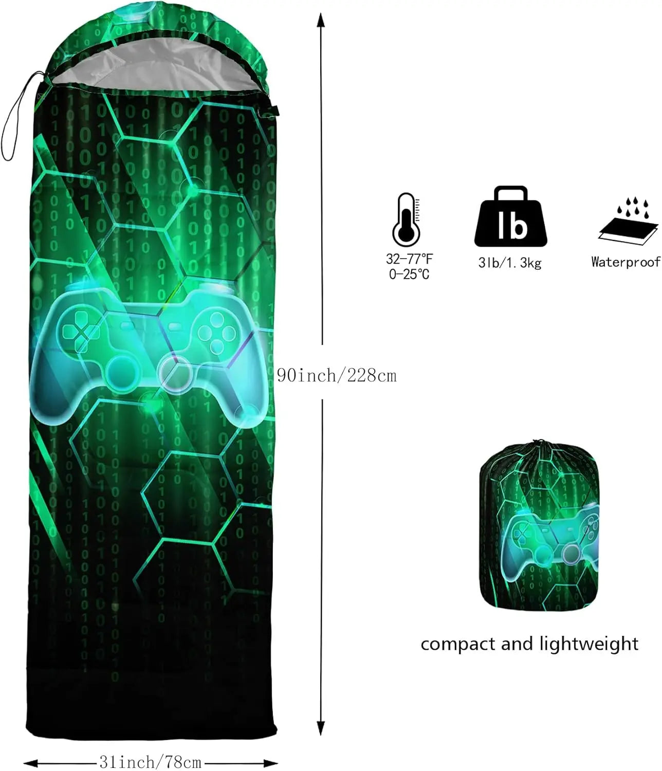 3-Season Waterproof Lightweight Hexagonal Sleeping Bag