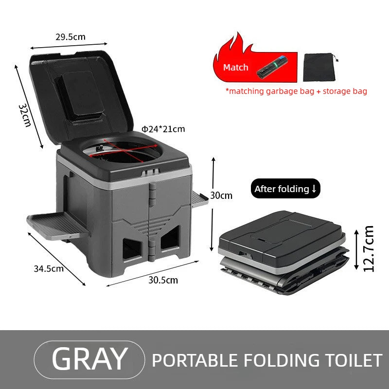 Portable Odor-Resistant Folding Camping Toilet  (Adult-Sized)
