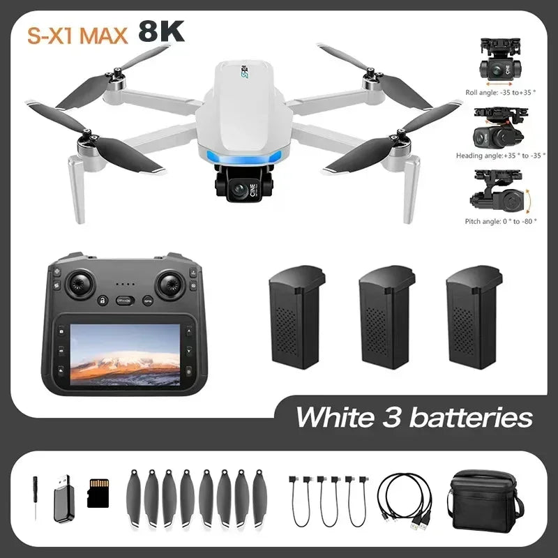Original S-X1 GPS Drone 8KHD professional camera Three-axis gimbal WIFI UAV Obstacle Avoidance Folding Quadcopter Brushless Drone from China
