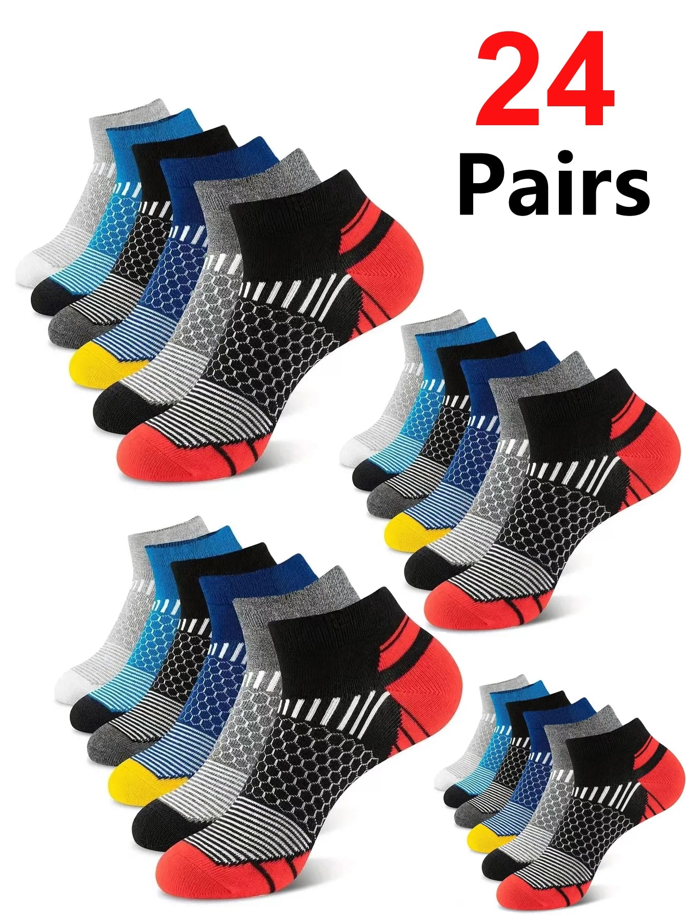 12Pairs High Qualit Athletic Socks Men's Ankle Socks Running Cyclling Waist Honeycomb Design And Firm Sports Leisure Socks Gifts from China