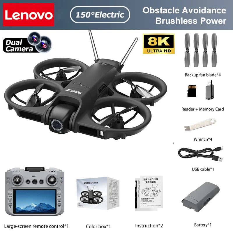 Lenovo Z906 Drone 8K Aerial HD Intelligent Avoiding Obstacle with Larger Screen Remote Control Folding Brushless Power GPS Drone from China