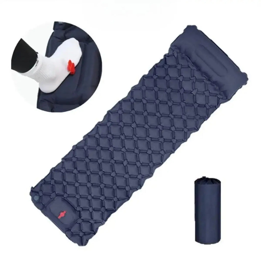 Camping Sleeping Pad Inflatable Mattress with Pillows Ultralight Air Mat Built-in Inflator Pump