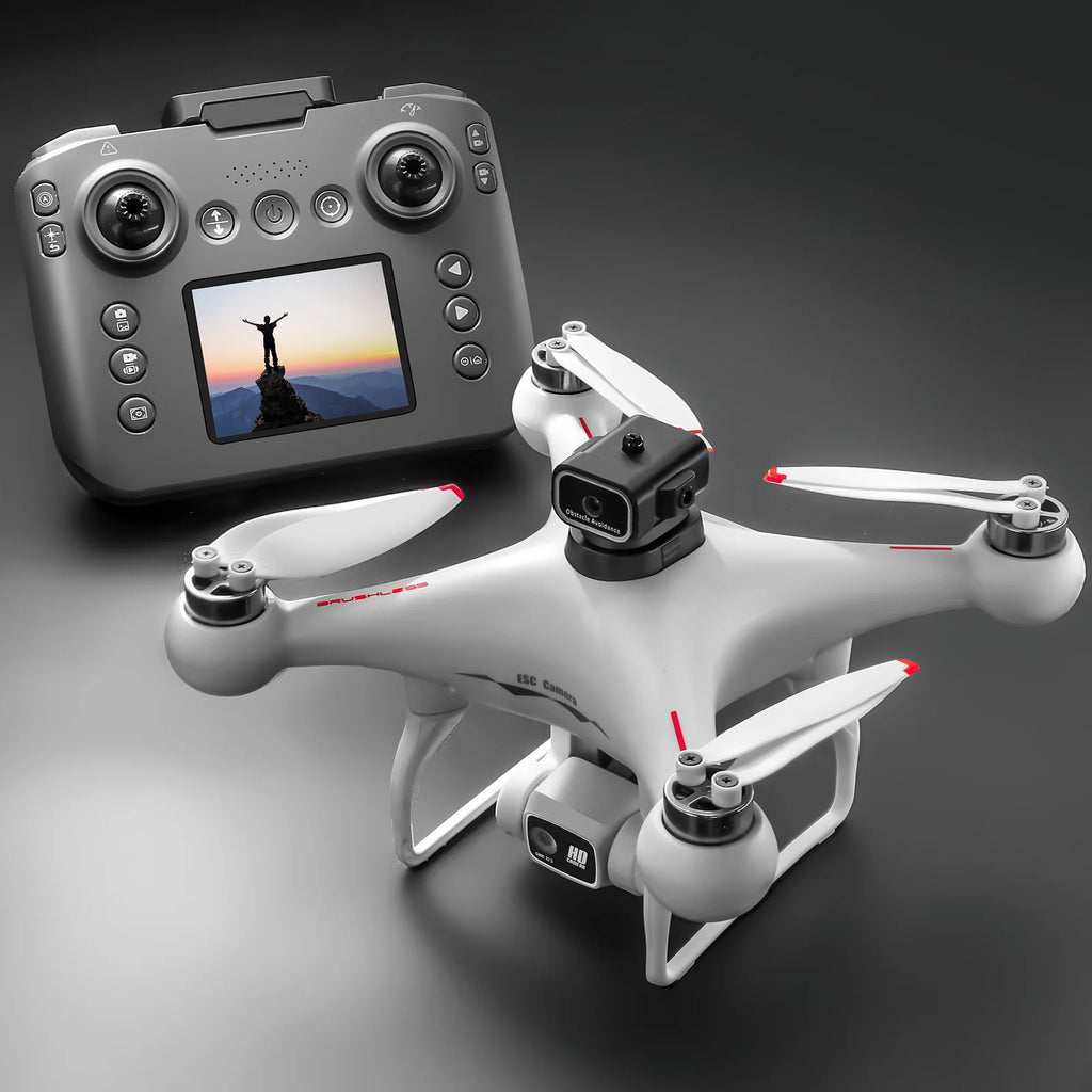 Drone Brushless Motor 2.4 Inch Screen Remote 360° Obstacle Avoidance 4K Electric Dual Camera Optical Flow Hover Real Time Transmission RC Drone