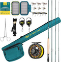 5wt 9FT Fly Fishing Rod Combo Starter Kit with Reel, Case, Flies, Leaders, Tools for Trout Travel