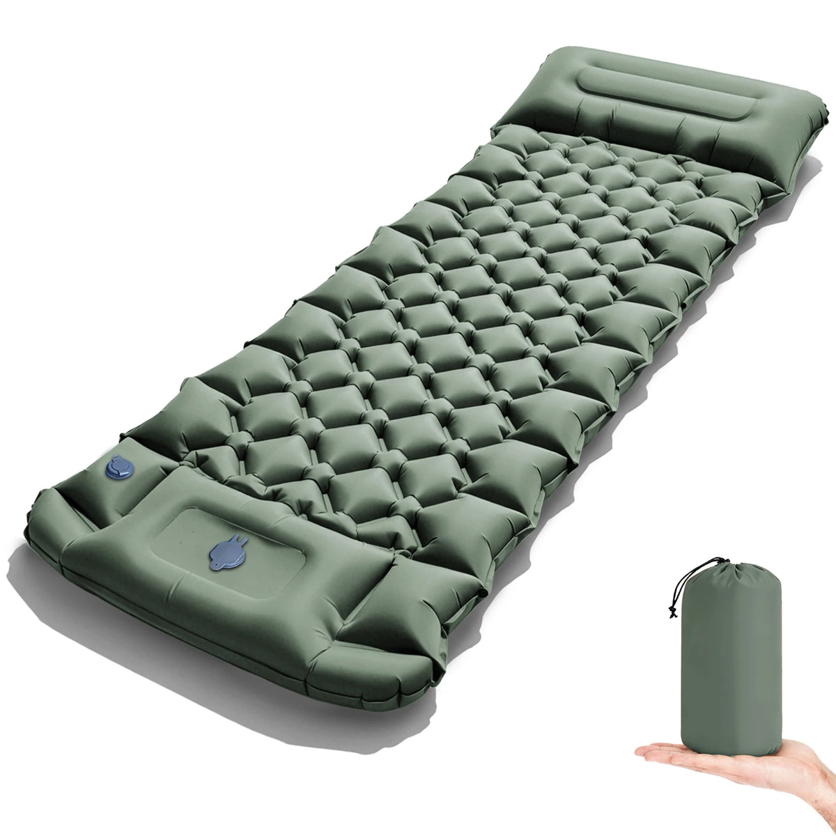 2026!Thicken Camping Mat Inflatable Mattress Sleeping Bed Tent Moisture-Proof Built-in Foot Pump Sleeping Pad with Pillow from China